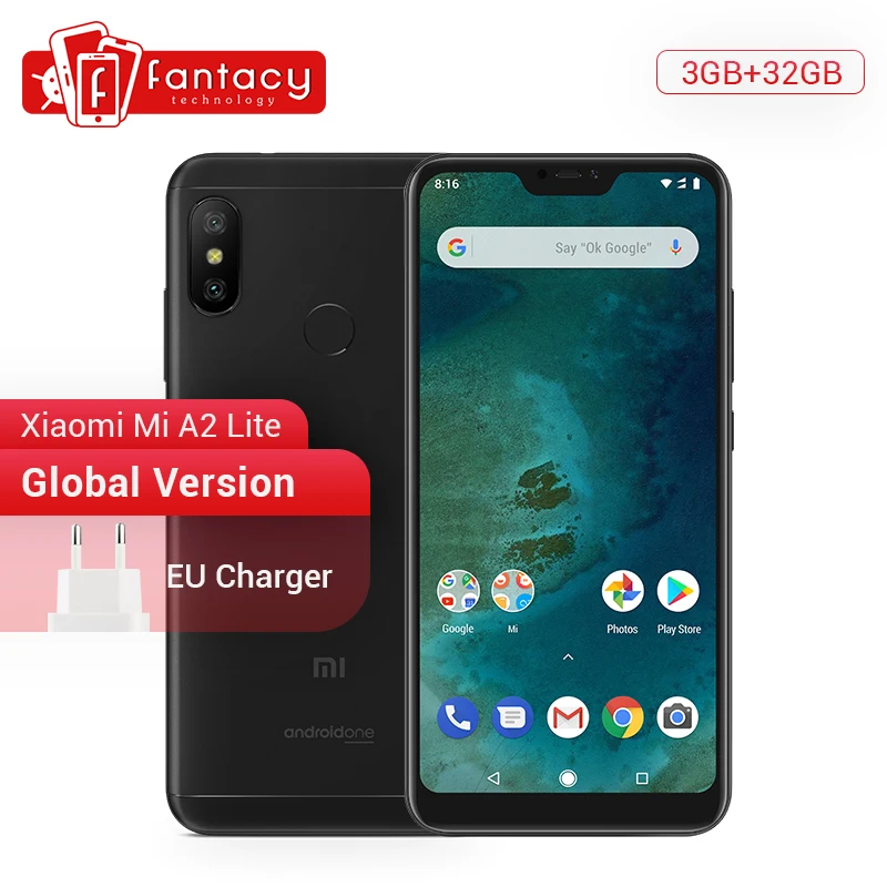 Глобальная версия Сяо mi A2 Lite 3 GB 32 Snapdragon 625 Octa Core 5 84 дюйма 19:9 двойной AI камера Android