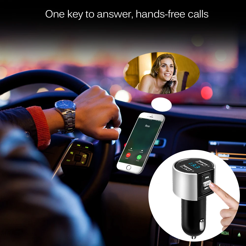 Onever 5 В/3.4A Bluetooth fm-передатчик Aux беспроводной аудио плеер Автомобильный комплект Handsfree Fm модулятор двойной USB зарядное устройство Hands-free