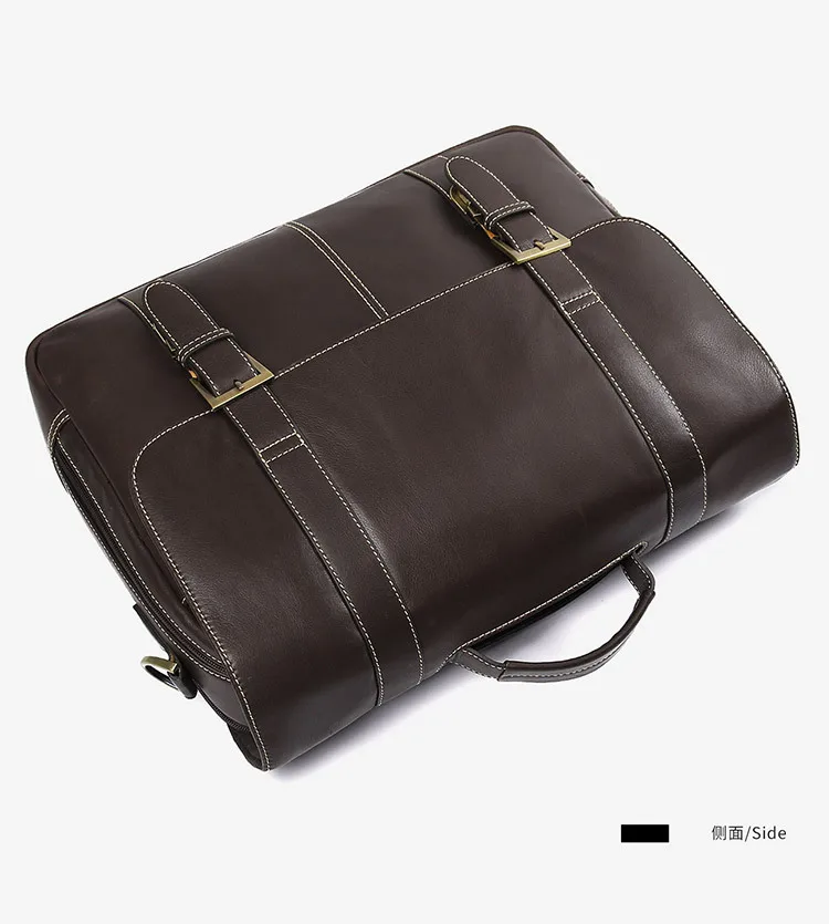 Men's Briefcase Real Leather Business Travel Vintage 15" Laptop Ipad Bags Brand Designer Large Shoulder Hand Bag Tote |