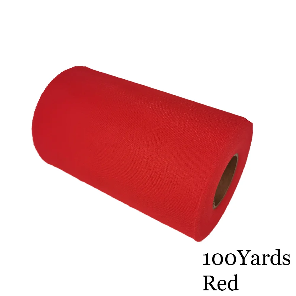 Red 15 см, 100 ярдов, фатиновая пачка в рулоне, 6 дюймов, Тюлевая пачка для душа для малышей, сделай сам, для свадебной вечеринки, дня рождения, без шитья, вечерние пачки, декоративные принадлежности - Цвет: Red
