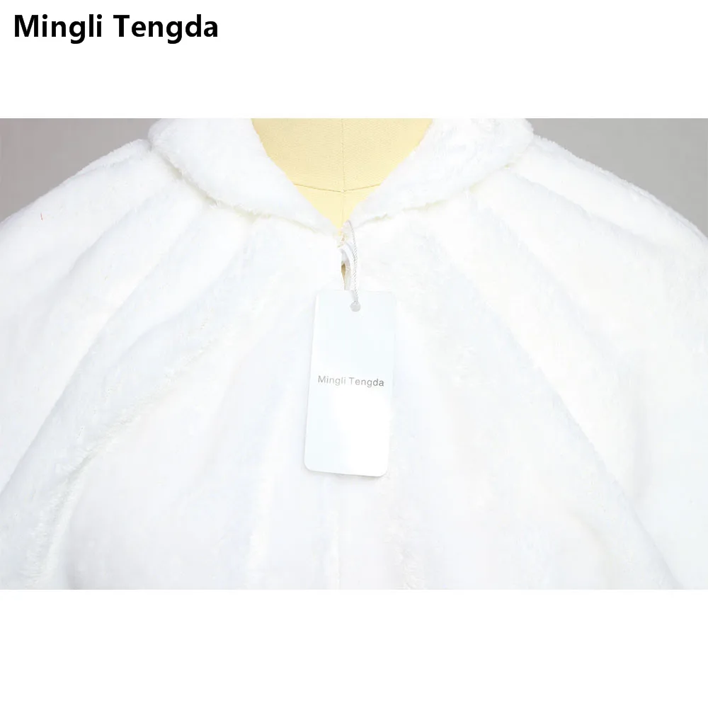 Свадебная меховая шаль Mingli Tengda болеро цвета слоновой кости/белого накидка для