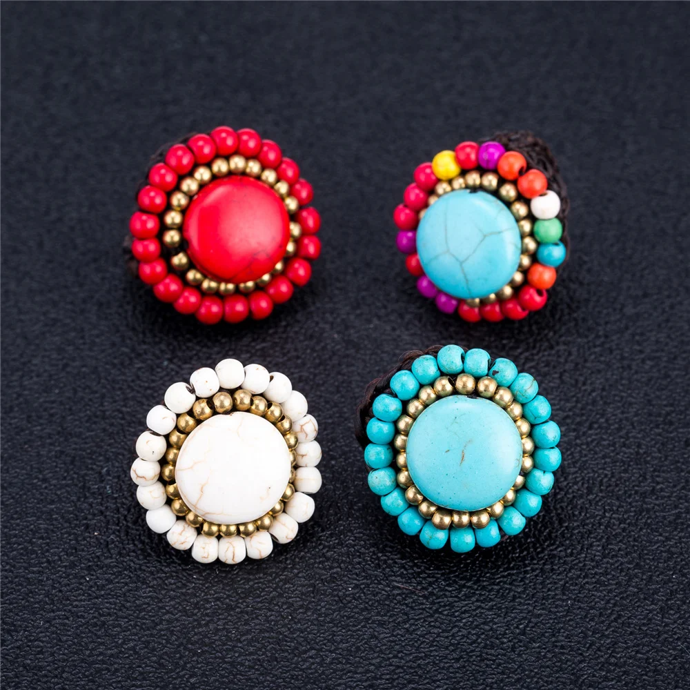 

Natural Stone Woven Ring for Women Handmade Rope Band Party Wedding Engagement Female Rings