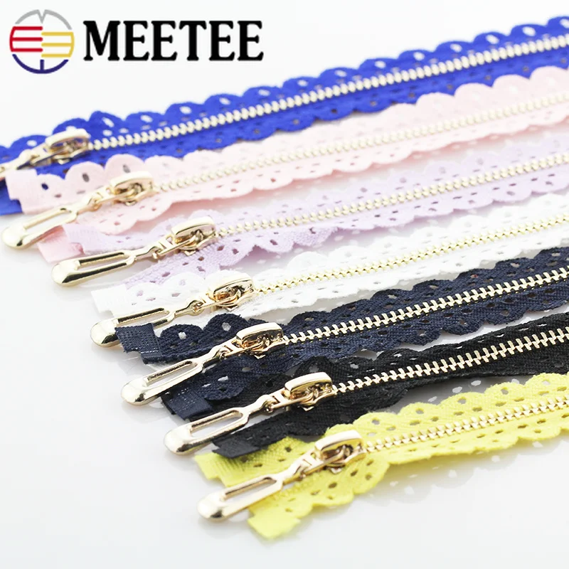 Meetee/2 шт. 3 #50/60 см металлическая молния кружевная ткань золотые зубы открытая