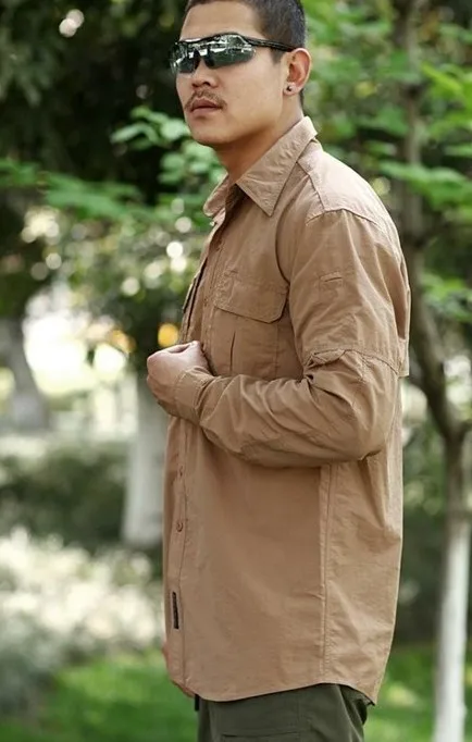 Мужская тактическая быстросохнущая рубашка черная армейская с длинными