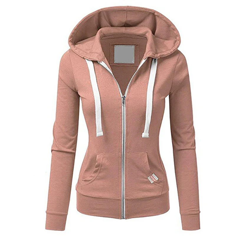 Winter 2019 Hoodies Women Tops Zipper Pocket Fleece Pink Hoodie Sweatshirt Woman Warm Hooded Pullover Womens Clothing Moletom | Женская
