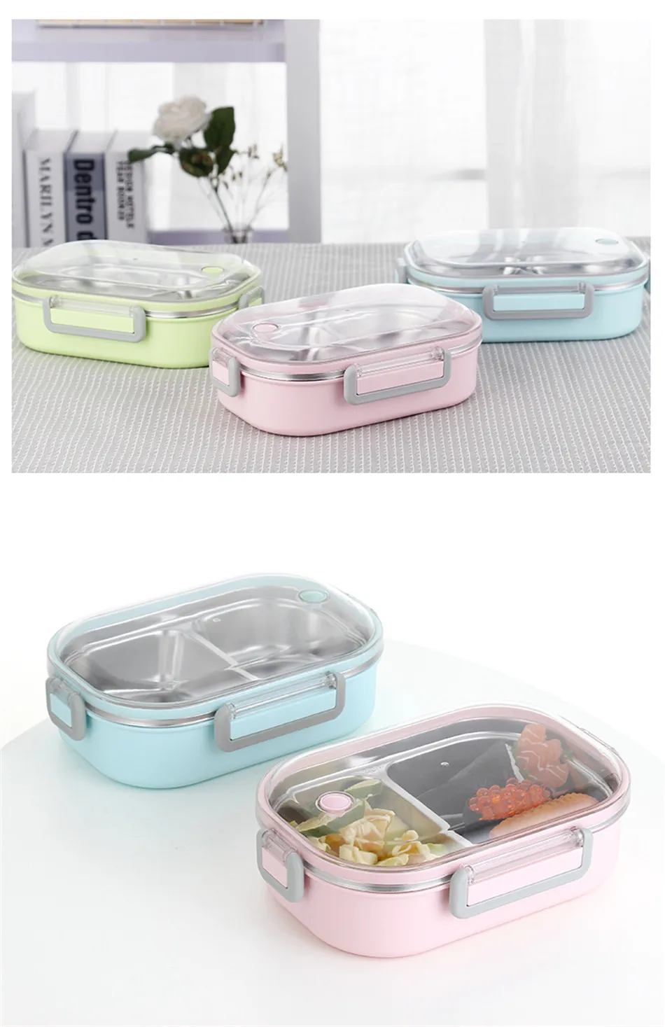 ONEUP нержавеющая сталь Ланч-бокс герметичный Bento box Microwavable контейнер для хранения еды столовая посуда для детей Школа Офис