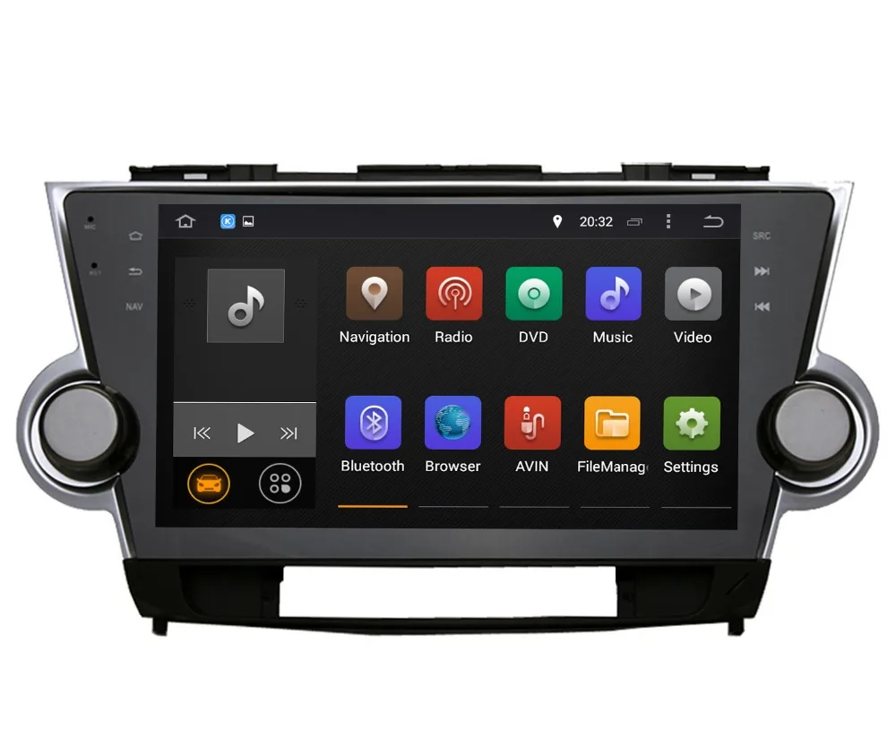 Android 7 1 Автомобильный GPS для TOYOTA HIGHLANDER/Kluger 2007 2013 с радио BT USB AUX DVR видео WIFI Аудио