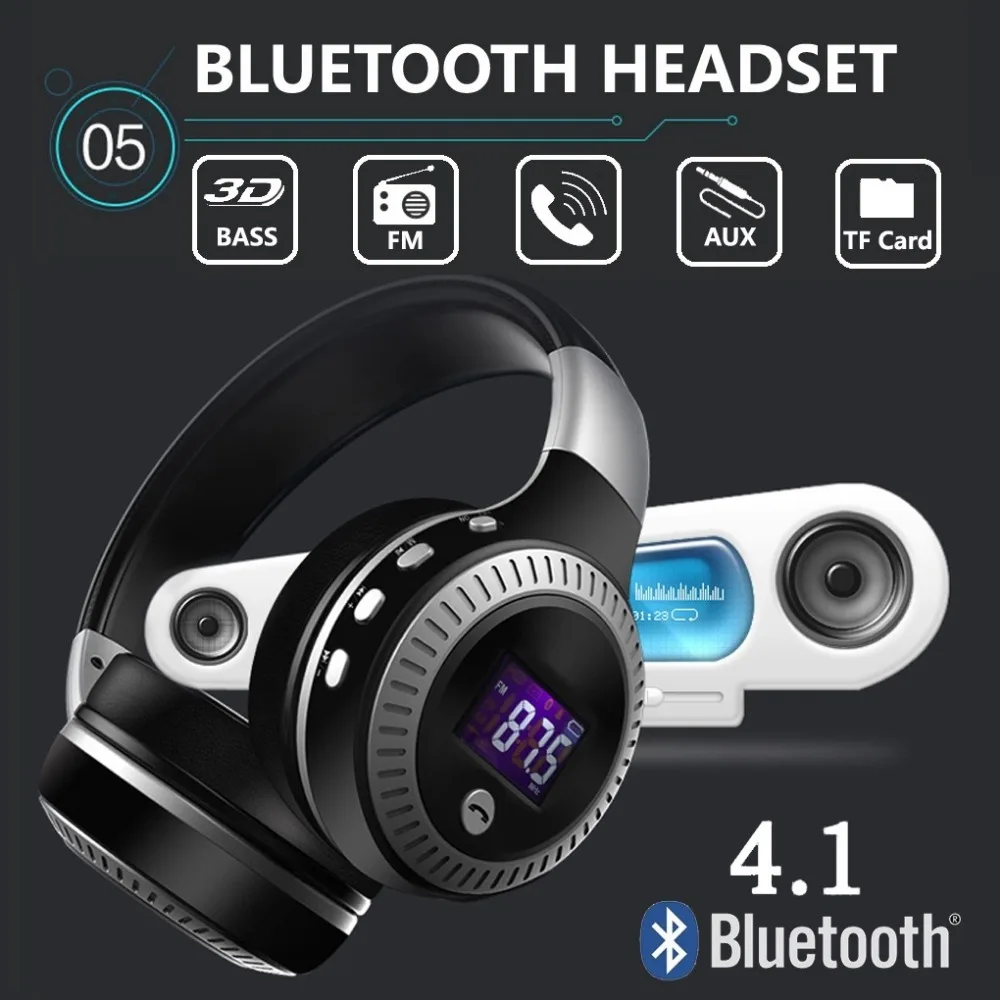 Горячая Распродажа наушники с ЖК дисплеем HiFi Bass Stereo Bluetooth беспроводная гарнитура