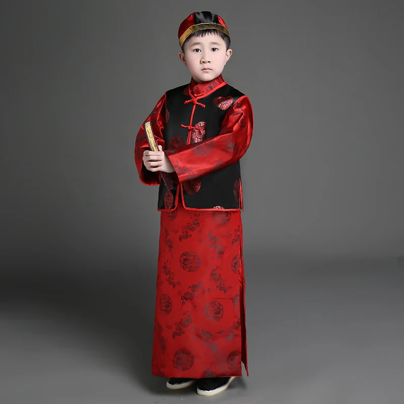 Детская винтажная одежда для мальчиков и девочек Hanfu платье принцессы костюм
