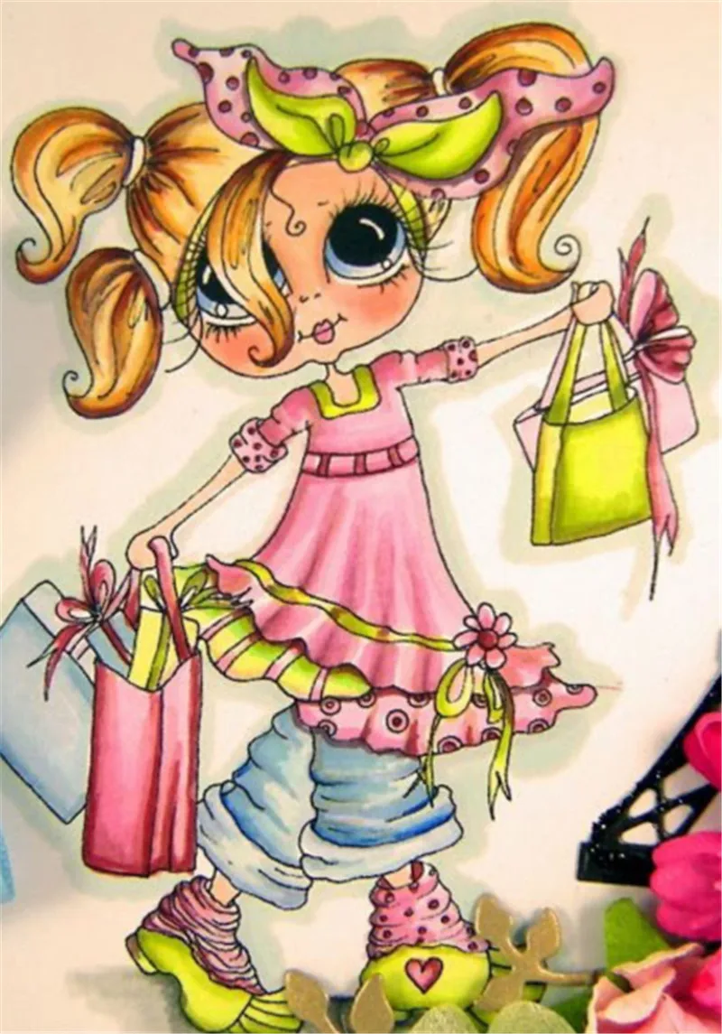 10x6 дюймов девушка отправляется за покупками задняя прозрачный штампы для