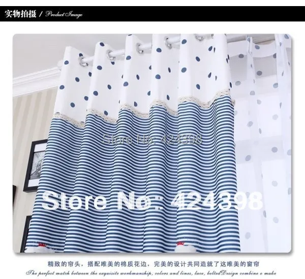 Современные деревенские оконные шторы синие белые в полоску принтованная ткань