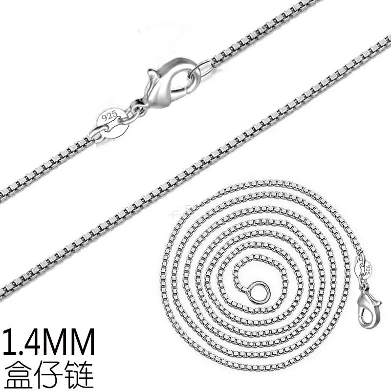 1.4MM Box Chain Necklace For Women men Necklaces &amp Pendants Silver color Jewelry Charms Jewellery Choker Colar Kolye | Украшения и