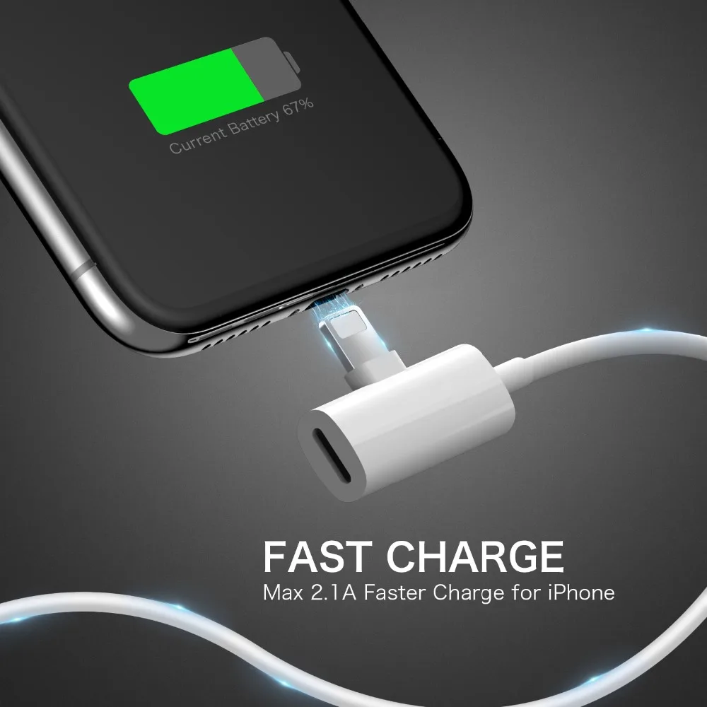 Vogek 2 в 1 освещения кабель Aux адаптер для iPhone 7/8/X наушники разветвитель Apple