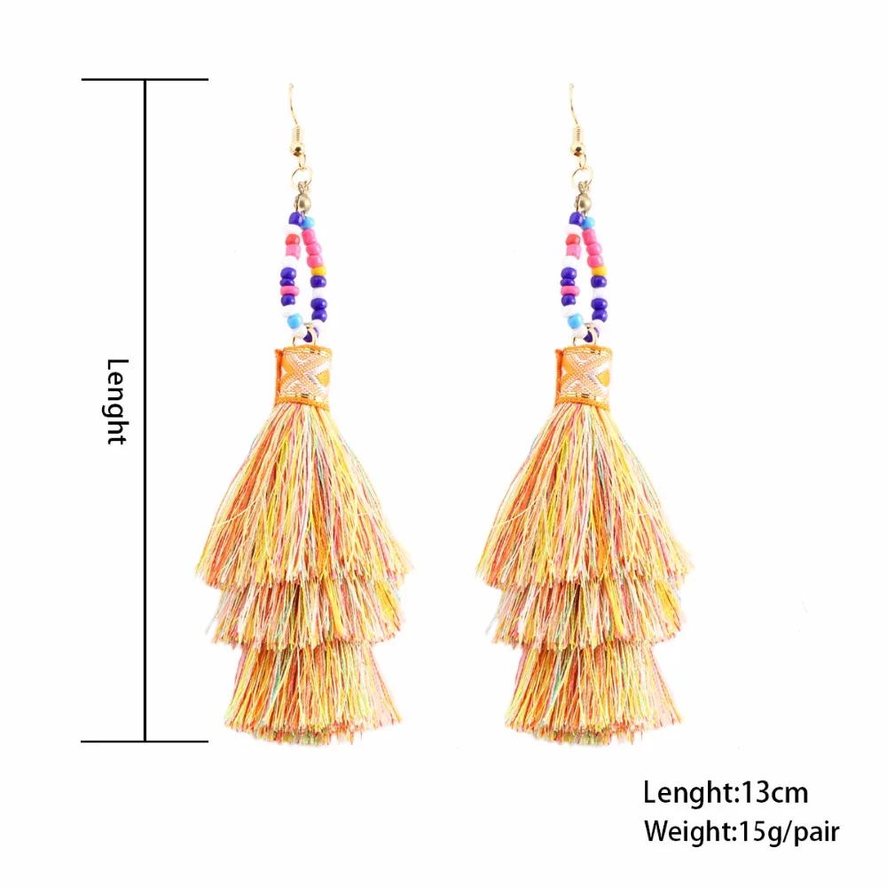 Multiple Colors Fashion Tassel Drop Earrings Pendant Long Statement Dangle Beads Vintage Ear Women Jewelry ES3252 | Украшения и