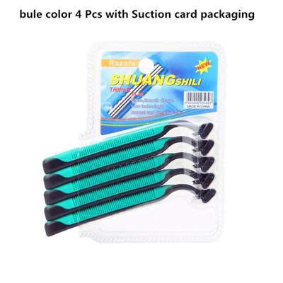 Blue 4 Pcs 1 Набор = 4 шт безопасная противоскользящая ручка 11x4 см из нержавеющей стали лезвия для бритвы с блистерной картой посылка инструменты для бритья для депиляции - Цвет: Blue 4 Pcs