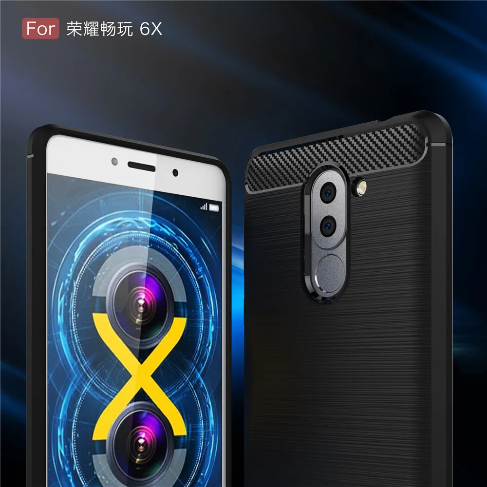 Чехол для huawei Honor 5X GR5 5C 7 Lite 6X mate 9 ТПУ углеродное волокно матовая текстура чехол