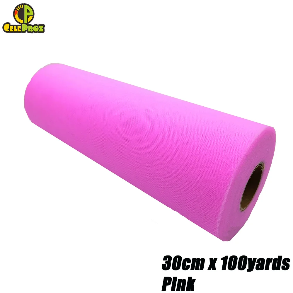 30cm PINK 30 см 100 ярдов белый тюль рулон Тюль органза Ткань DIY открытый свадьба день рождения Alise Runner центральные украшения принадлежности - Цвет: 30cm PINK