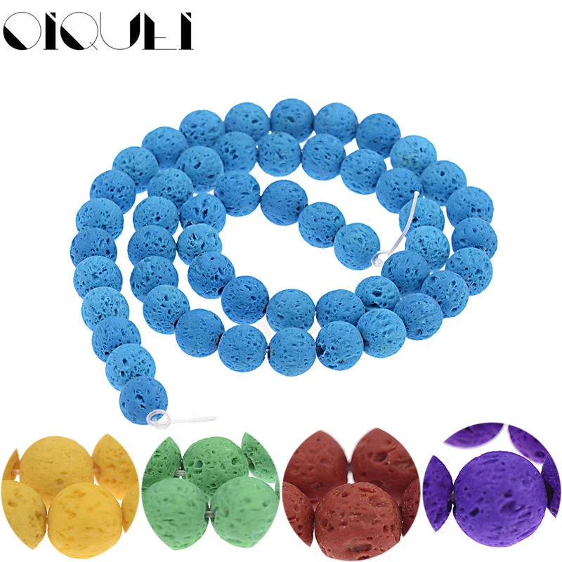 OIQUEI 1 Strand 8mm Colorful Natural Lava Stone Beads Volcanic Rock Round Loose Spacer For DIY Jewelry Bracelet Making | Украшения и