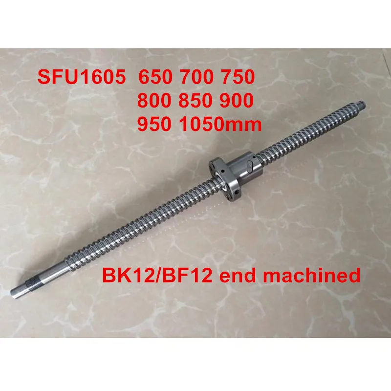 SFU1605 650 мм 700 750 800 850 900 950 1000 1050 шариковый винт C7 с BK12/BF12 обработанными деталями ЧПУ