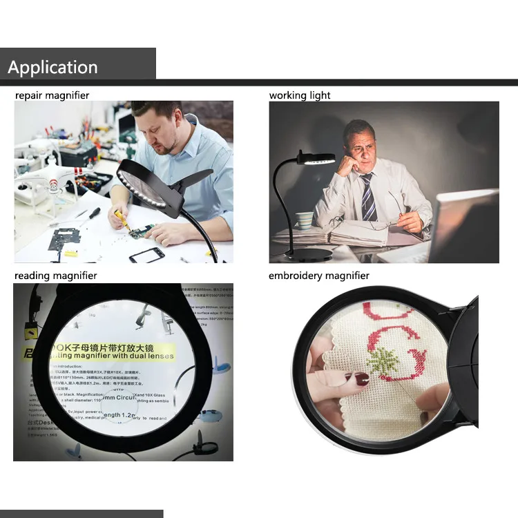 

New Lamp Magnifier Table Top Desk LED Lamp Reading 3x 10x Large Lens With 26pcs Dimmable LEDs Magnifying Glass Desk Lamp