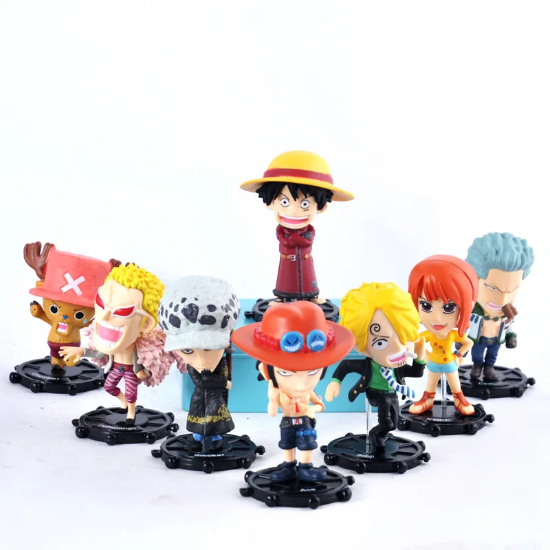 2018 new one piece 8pcs/set pvc action figure Q Luffy Ace Law Nami Doflamingo Smoker collection gift model toys | Игрушки и хобби