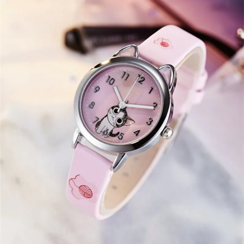 Часы с рисунком hello kitty, детские наручные часы с кожаными ремешками для девочек, детские кварцевые часы hello kitty, милые часы Montre Enfant