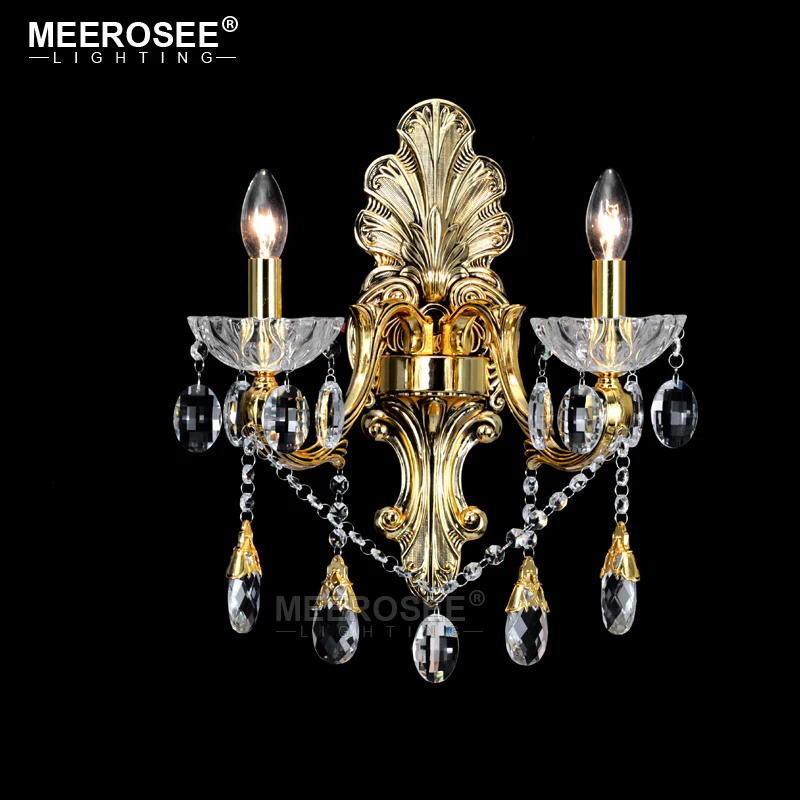 Классический Золотой Хрустальный настенный светильник бра хрустальный 2 рычага