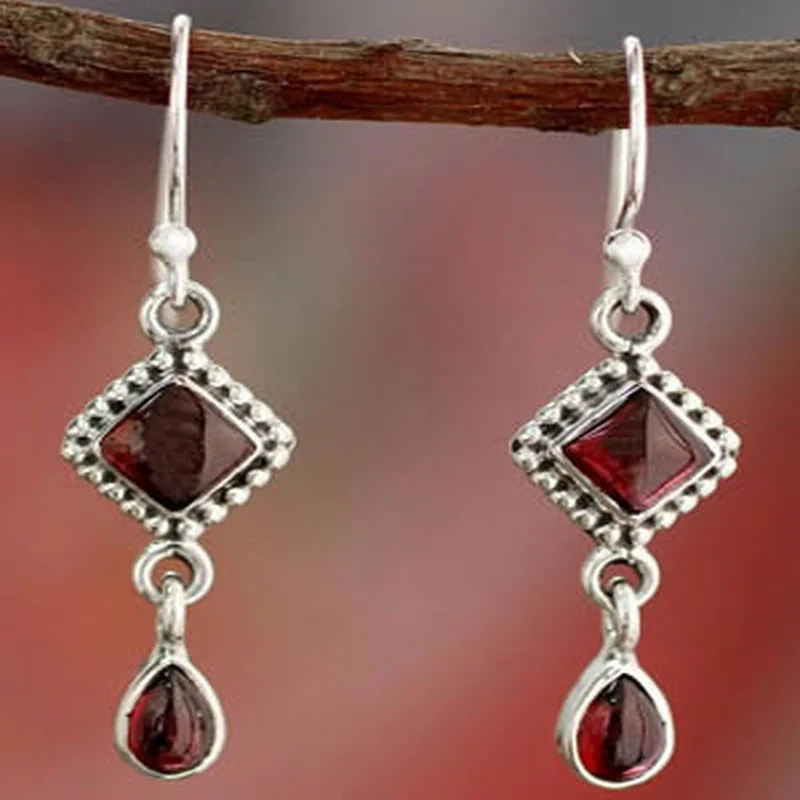 Женские Висячие серьги Boho Cardinal Stone красные винтажные индийские с этническим