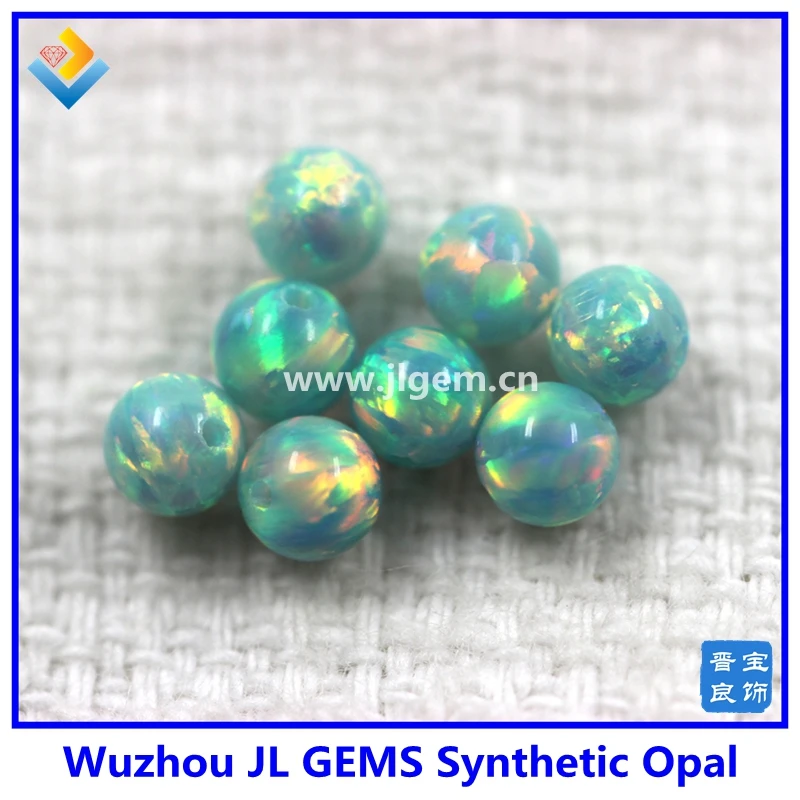 

(50pc/lot ) 5mm OP03 light green Synthetic Opal Beads Ball Stone with 1.0mm full drilled hole for Necklace/bracelet