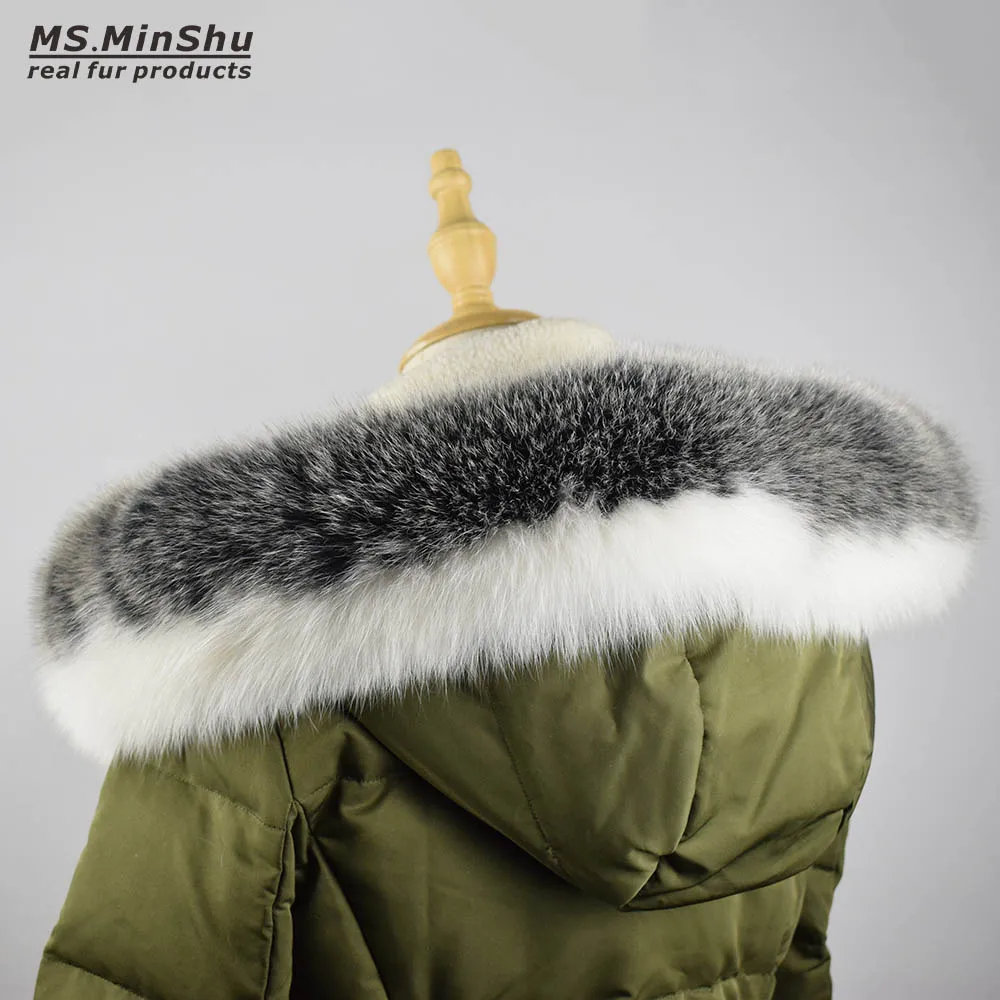 Воротник с лисьим мехом Ms. MinShu воротник капюшоном из 100% натурального меха лисы