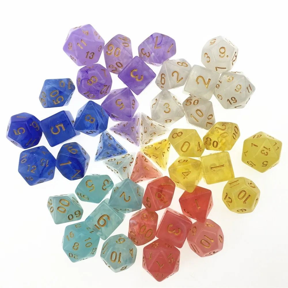 7 шт./компл. многогранные кости d& d4 d6 d8 d10 d% d12 d20 многогранные TRPG игры Набор Игральный костей для Настольная игра