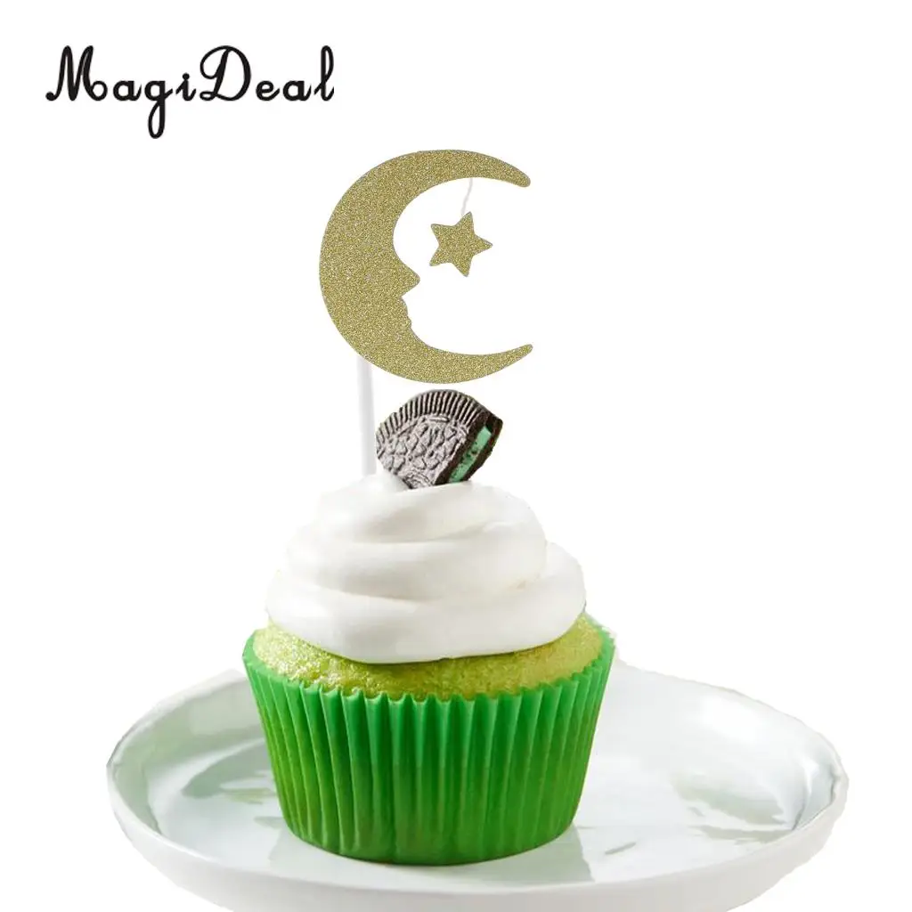 30 штук блестящая Луна Звезда торт Топпер свадьба день рождения детский душ