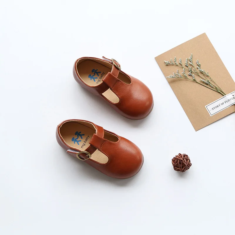 

Children Leather 2018 New Shoes Kids Footwear Girls Vintage Single Shoes School Flat Shoes