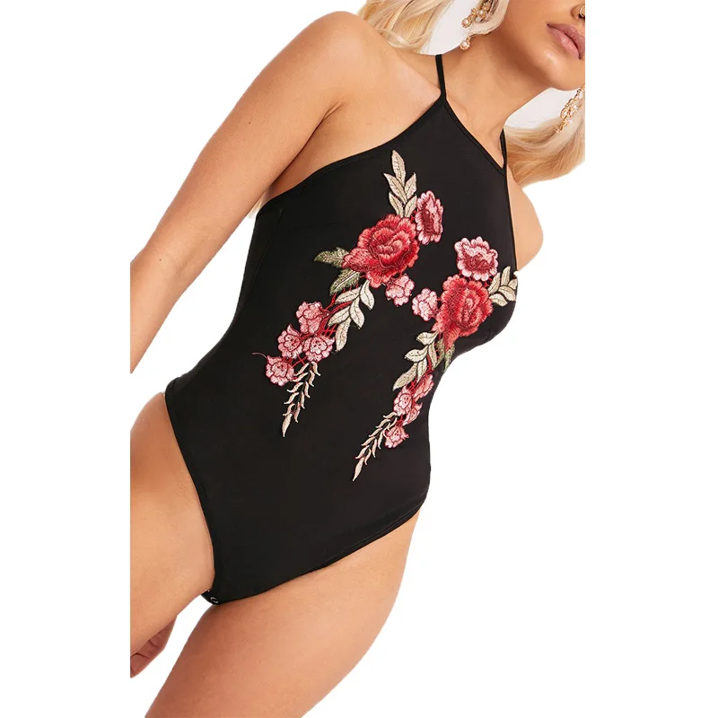 Боди женское на бретельках с открытой спиной черное пляжное популярное без
