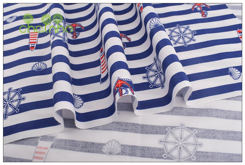 Chainho, Ocean Series,Printed Twill Cotton Fabric,Patchwork Cloth For DIY Sewing Quilting Baby&Children's Material,100x160cm