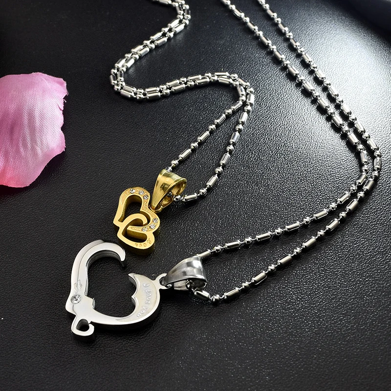 &quotI Love You&quot Hearts Jigsaw Puzzle Couple Necklace Stainless Steel Pendant For Men Women Jewellery Party Gift 2019 Jewelry |