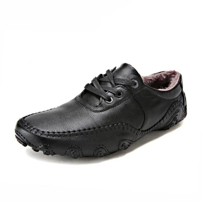 ZALAVOR Size 38-46 Men Casual Shoes Autumn Winter Warm Flats Lace Up Solid Color Driving Male Footwear | Обувь