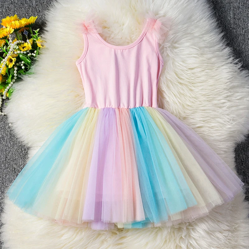 Girls Dresses 2019 Girl Tutu Dress Rainbow Princess Party Toddler Baby Birthday Outfits Children Kids Clothes | Детская одежда и