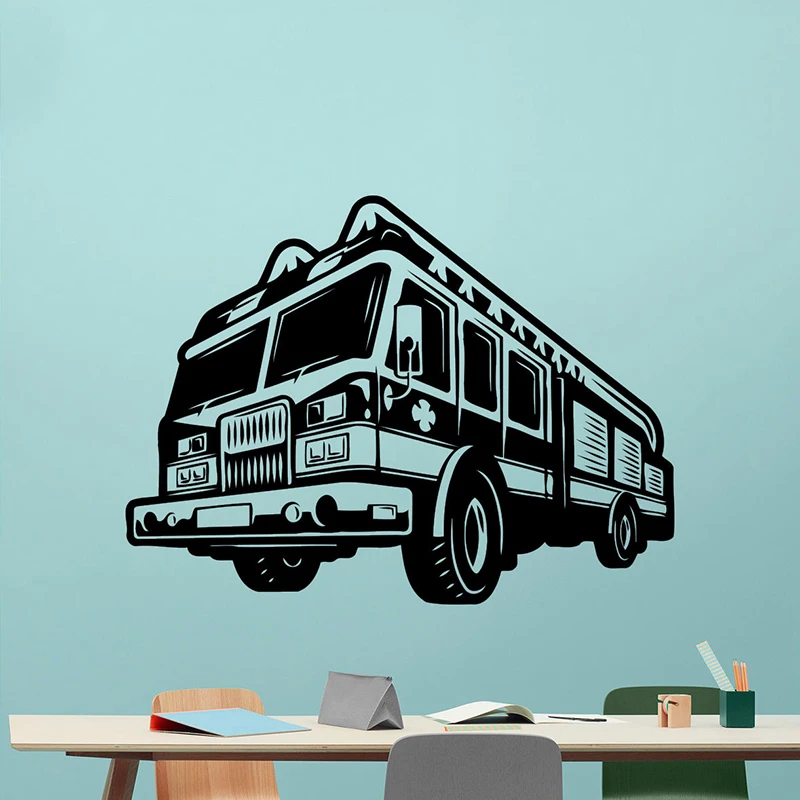 YOYOYU Fire Car Decal Art Vinyl Wall Sticker Engine Fireman Firefighter Remove Bedroom Livingroom Decoration Poster ZX514 | Дом и сад