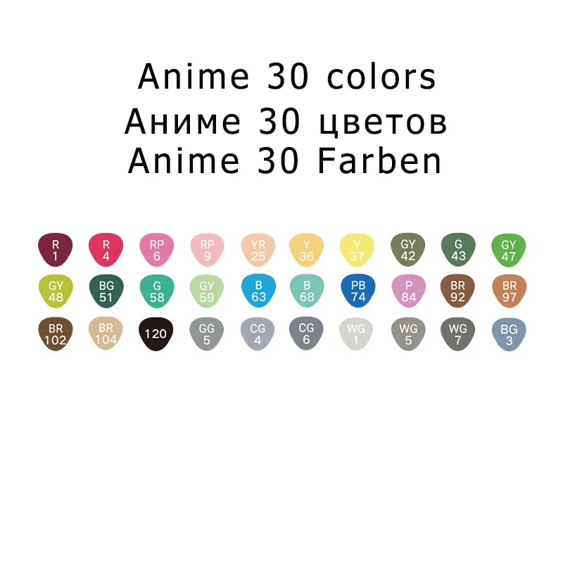 Animation 30 colore Маркеры Ручка Комплект 40/60/80/168 Цвет анимация маркер для рисования с двумя головками рисунок художественная кисть ручки на спиртовой основе с 6 подарки - Цвет: Animation 30 colore