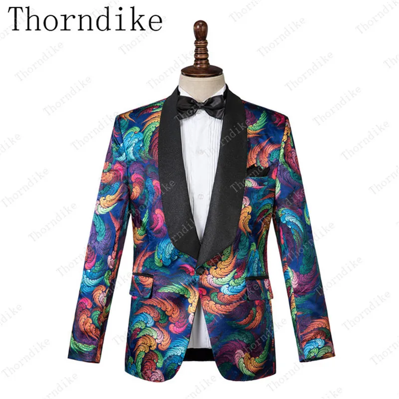 Thorndike 2019 цветной узор мужчины одна кнопка Свадебный костюм жениха певица смокинг