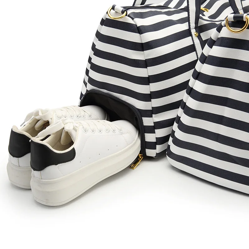 Fashion Carry On Luggage Travel Bags Women Large Capacity PVC Waterproof Duffel Bag Striped Weekend Holdall Travelling Handbag | Багаж и