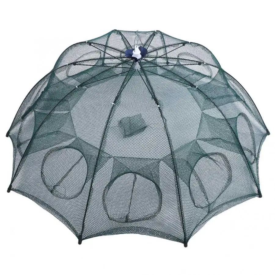 Folded Portable For 4/6/8/10 Hole Automatic Fishing Shrimp Trap Fishing Net Fish Shrimp Minnow Crab Baits Cast Mesh Trap