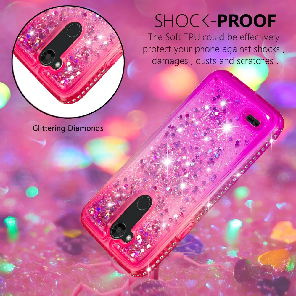 LG X Power 3 Case Luxury Diamond Glitter Silicone Cases For V7 2018 Coque Liquid Dynamic Quicksand Cover |