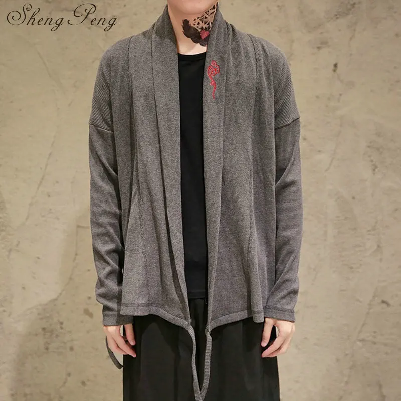 Традиционная китайская одежда для мужчин рубашка с длинными рукавами в