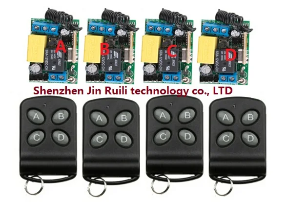 RF AC 220 V 1 CH 10 A беспроводной переключатель системы дистанционного управления 4 шт