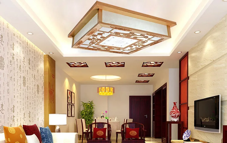 Ceiling lights Modern Chinese wood antique living room dining sheepskin lamps lighting a generation of fat | Лампы и освещение