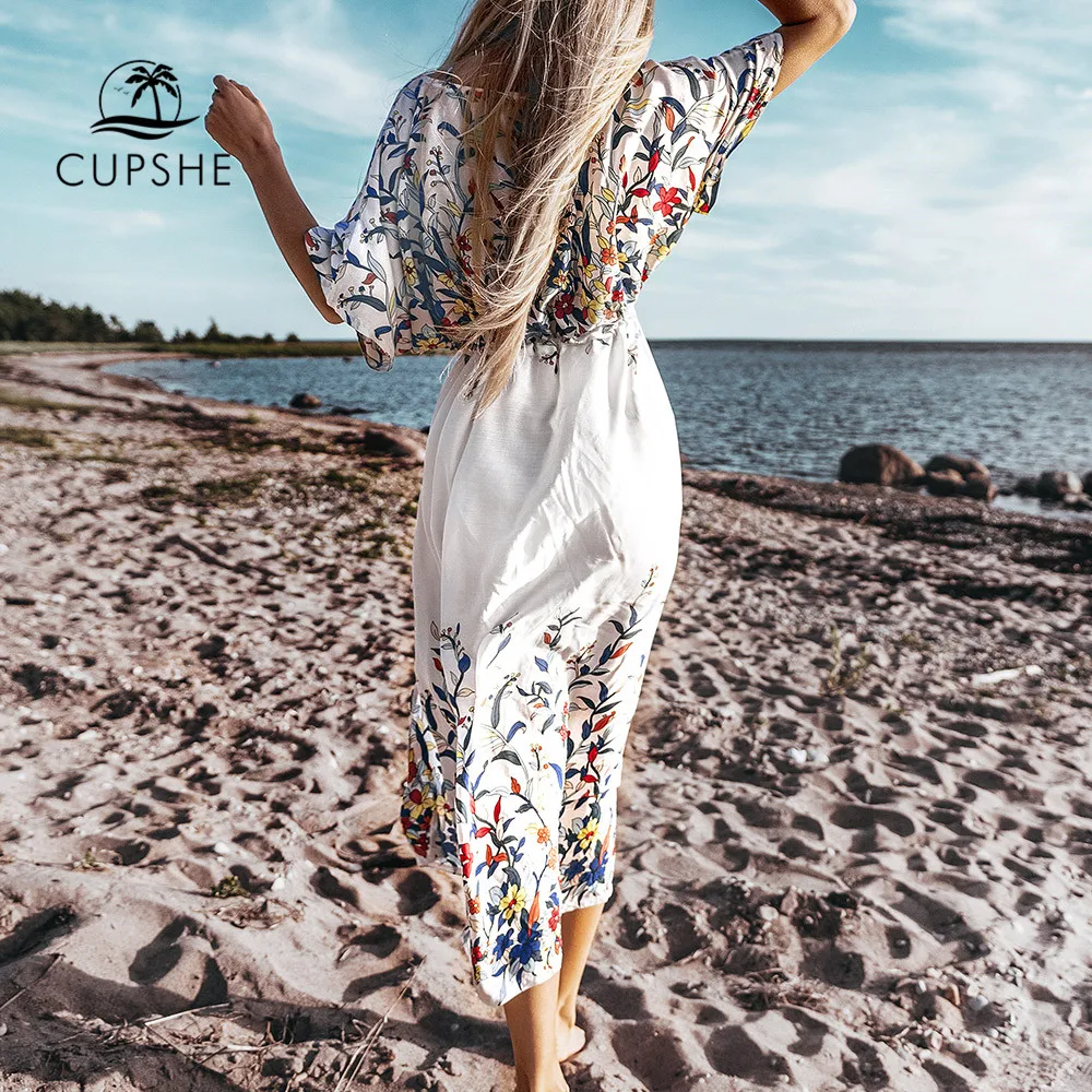 CUPSHE Wildflower миди бикини накидка Сексуальная на шнуровке женское длинное платье