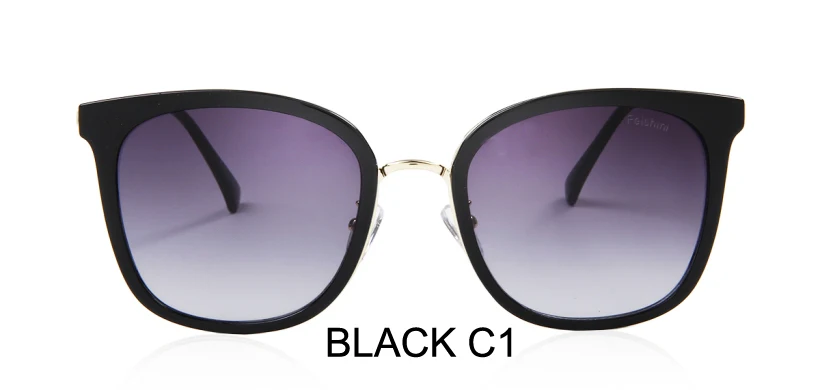 WTYJ053 black C1 FEISHINI переносной UVA градиентные Квадратные Солнцезащитные очки для женщин зеркальные фиолетовые модные высококачественные антибликовые корейские очки мужские - Цвет линз: WTYJ053 black C1