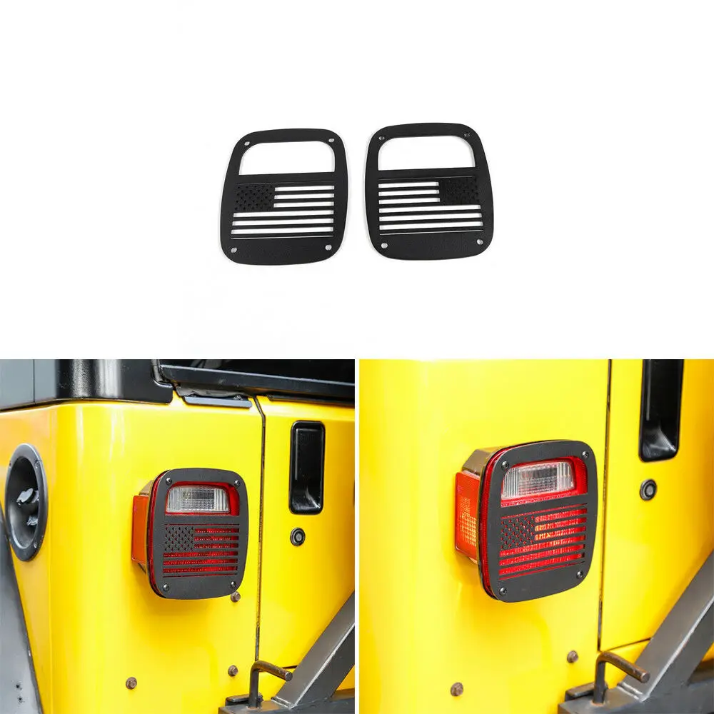 2 Tailight защитный чехол флаг США-никогда не ржавеет подходит 1997-2006 для Jeep Wrangler YJ TJ |